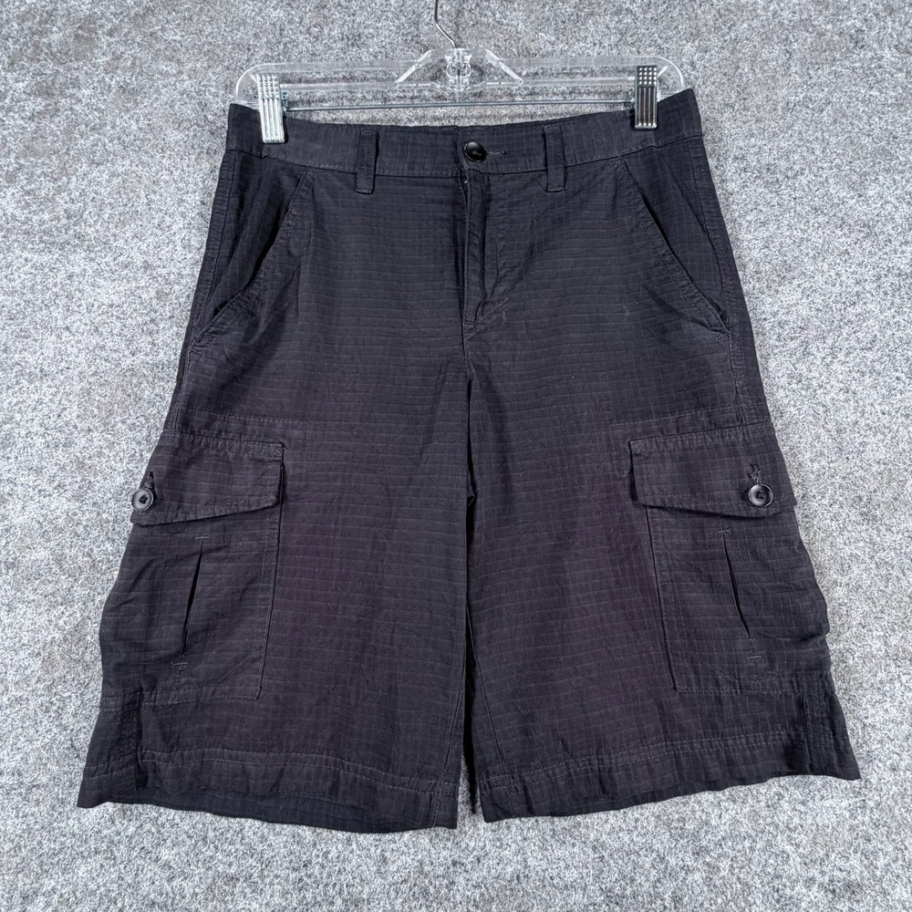 Tony Hawk Cargo Shorts Womens 14 Black Microfiber Ripstop Above Knee Relaxed Fit